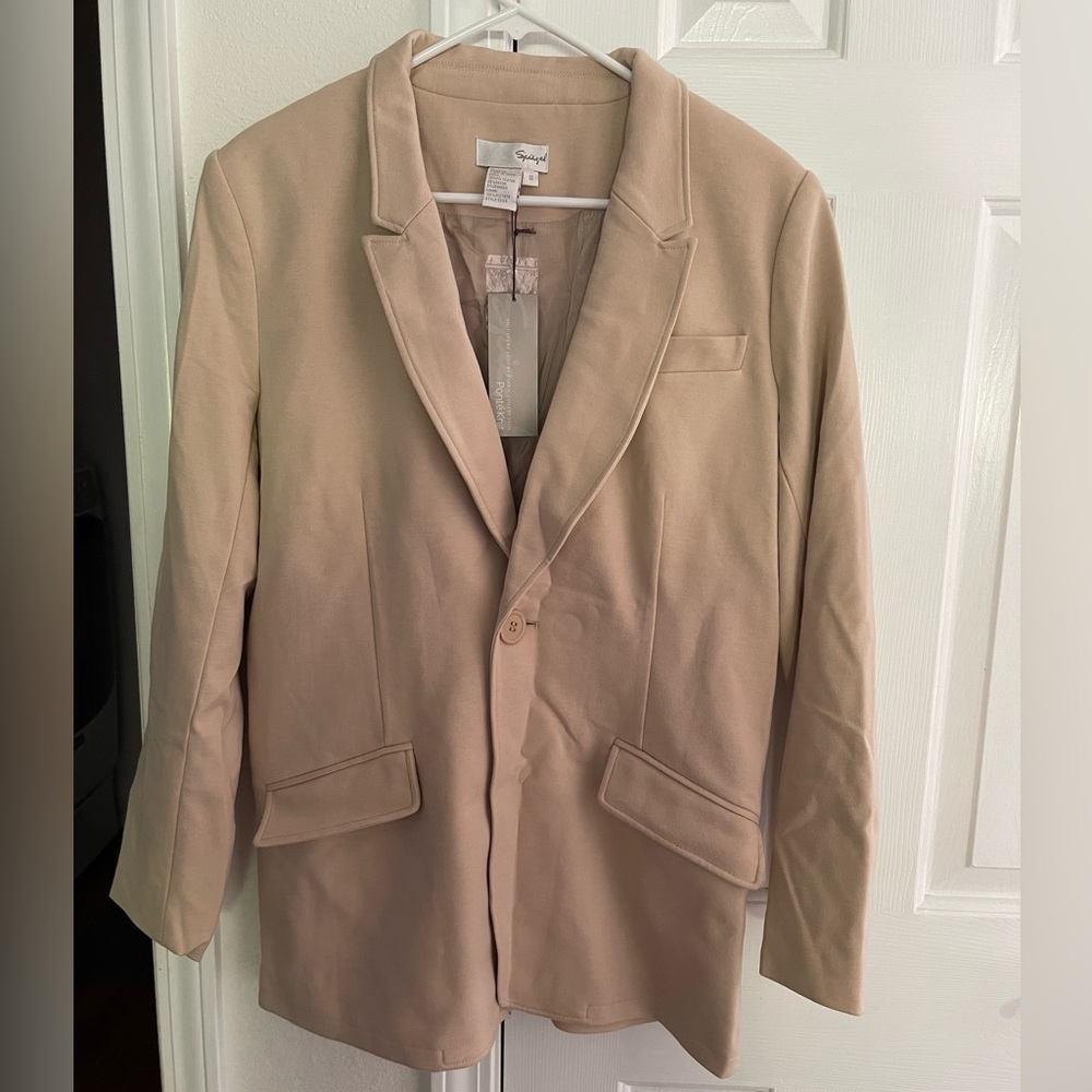 RARE-NWT SPIEGEL PEA COAT/LONG BLAZER! Tan Color. Size 10. Fully Lined. Pockets.